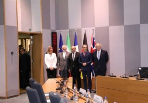 Die Außenminister Deutschlands, Frankreichs, Großbritanniens, Irans und die EU-Außenbeauftragte bei einem Treffen nach dem Ausstieg der USA aus dem JCPoA. Quelle: Tasnim-News