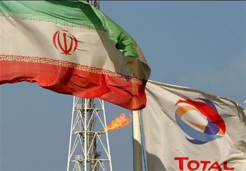 Iran Öl: Iranische Flagge und Flagge von Total